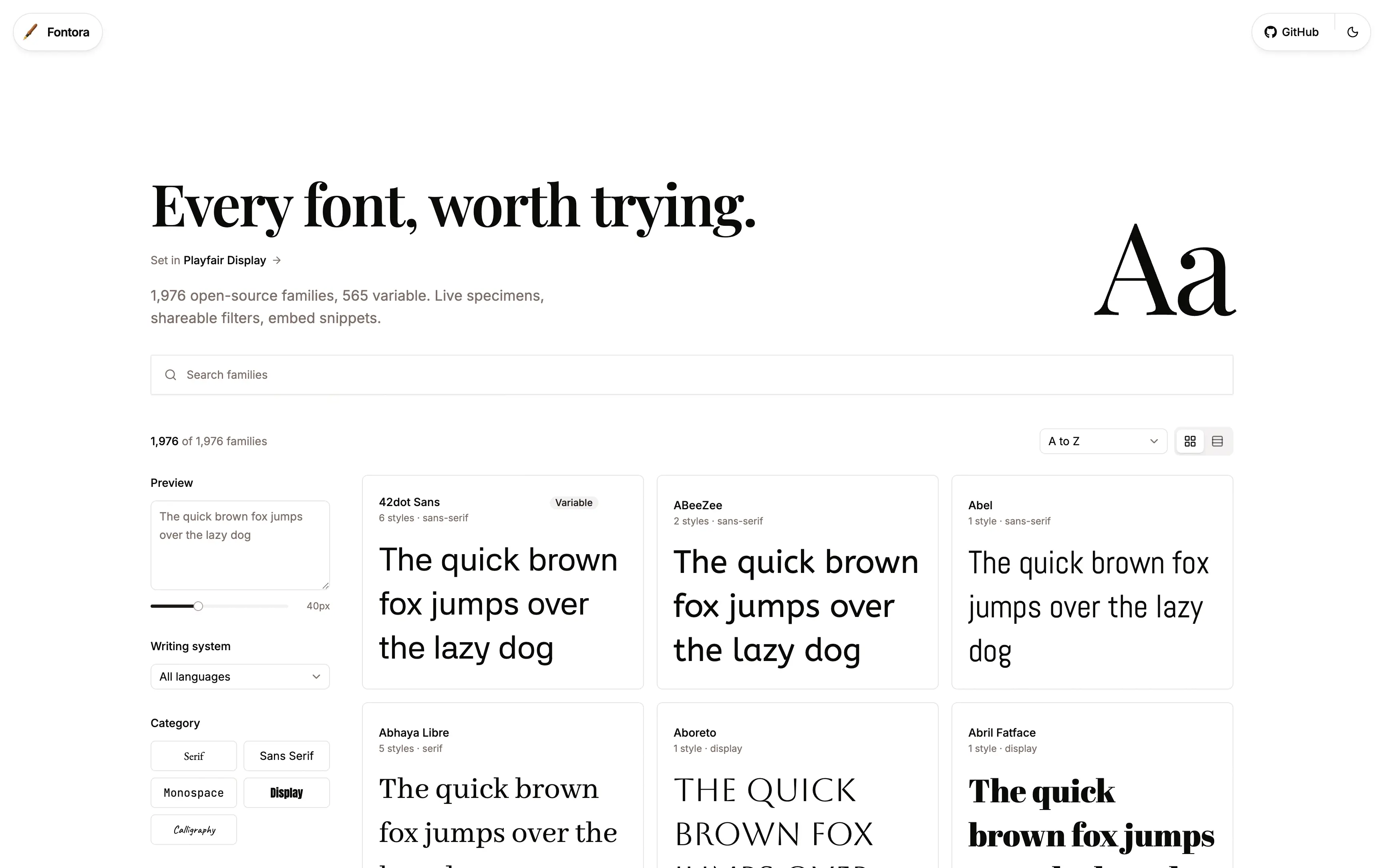 Fontora - Curated Catalog of Open-Source Typefaces